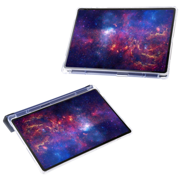 For Samsung Galaxy Tab S9 FE+ Clear Acrylic Deformation Leather Tablet Case(Dark Blue)