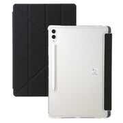 For Samsung Galaxy Tab S9 FE+ Clear Acrylic Deformation Leather Tablet Case(Black)
