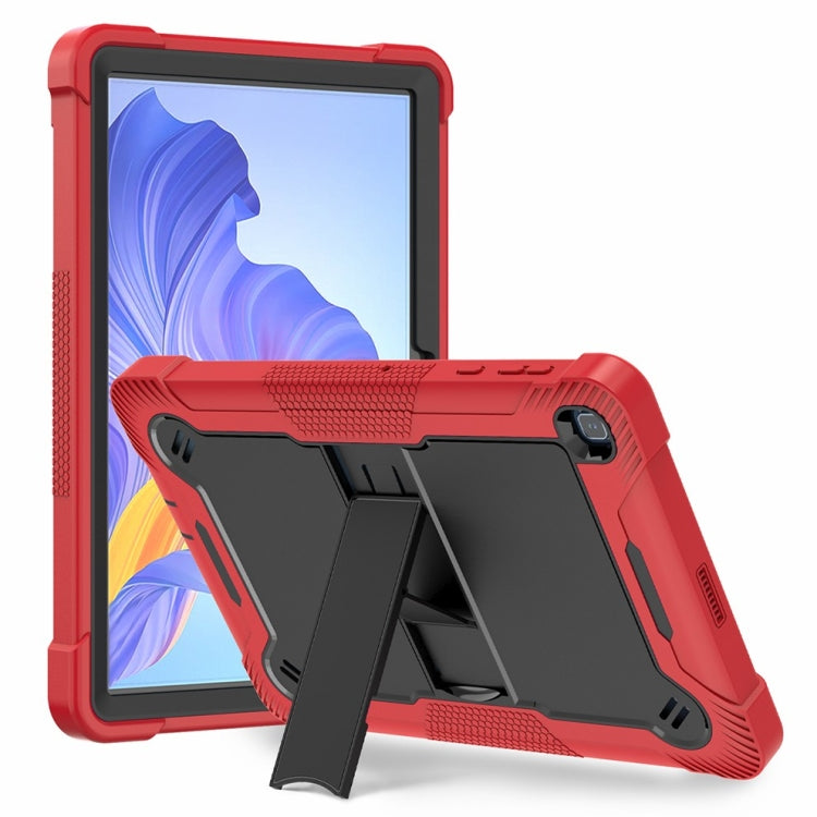 For Honor Pad X8 Shockproof Silicone Hybrid PC Tablet Case with Holder(Black + Red)