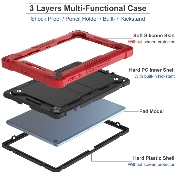 For Honor Pad X8 Shockproof Silicone Hybrid PC Tablet Case with Holder(Black + Red)