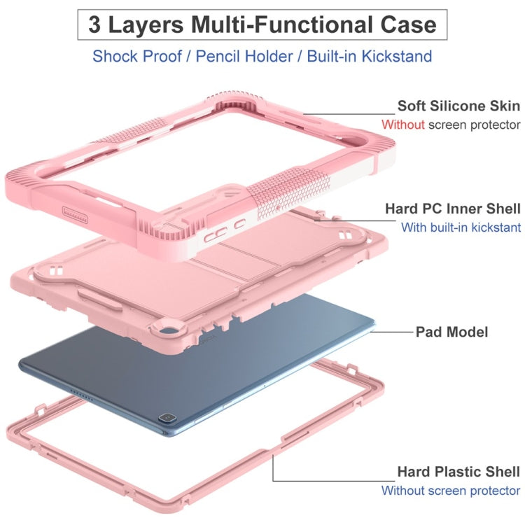For Honor Pad X8 Shockproof Silicone Hybrid PC Tablet Case with Holder(Rose Gold)