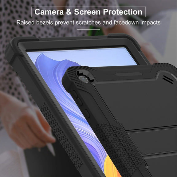 For Honor Pad X8 Shockproof Silicone Hybrid PC Tablet Case with Holder(Black)