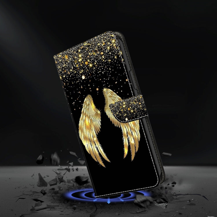 For Motorola Moto G54 Crystal 3D Shockproof Protective Leather Phone Case(Golden Wings)