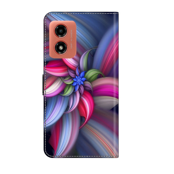 For Motorola Moto G Play 2024 Crystal 3D Shockproof Protective Leather Phone Case(Colorful Flower)