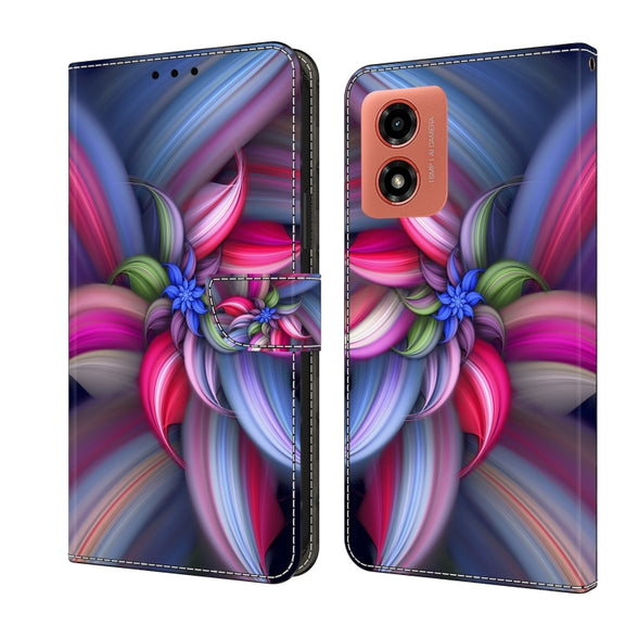 For Motorola Moto G Play 2024 Crystal 3D Shockproof Protective Leather Phone Case(Colorful Flower)