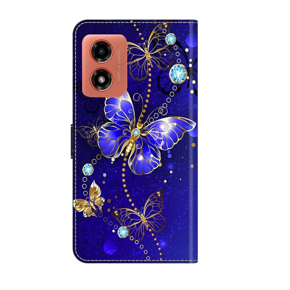 For Motorola Moto G Play 2024 Crystal 3D Shockproof Protective Leather Phone Case(Diamond Butterfly)