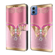 For Motorola Moto G24 Crystal 3D Shockproof Protective Leather Phone Case(Pink Bottom Butterfly)