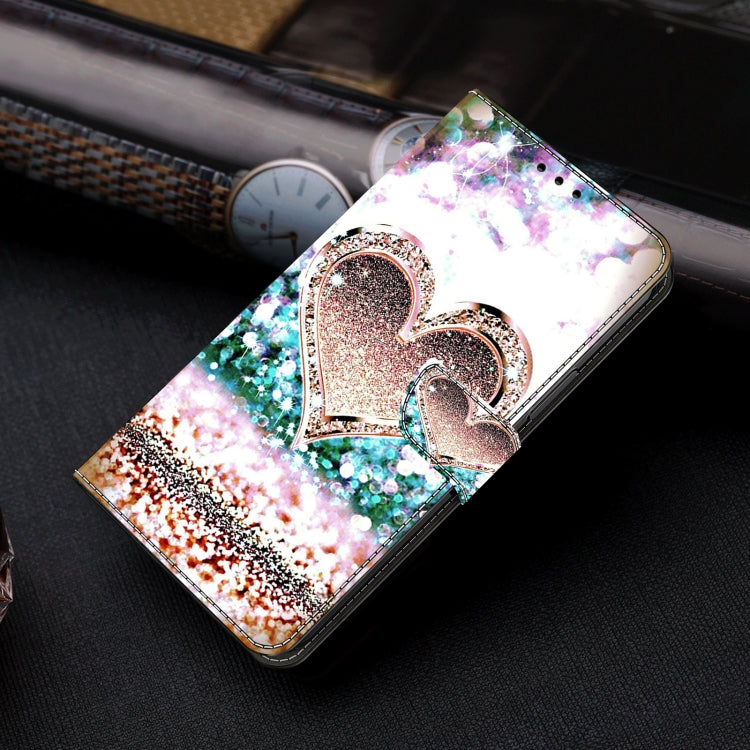 For Motorola Moto G24 Crystal 3D Shockproof Protective Leather Phone Case(Pink Diamond Heart)