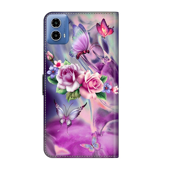 For Motorola Moto G24 Crystal 3D Shockproof Protective Leather Phone Case(Butterfly)