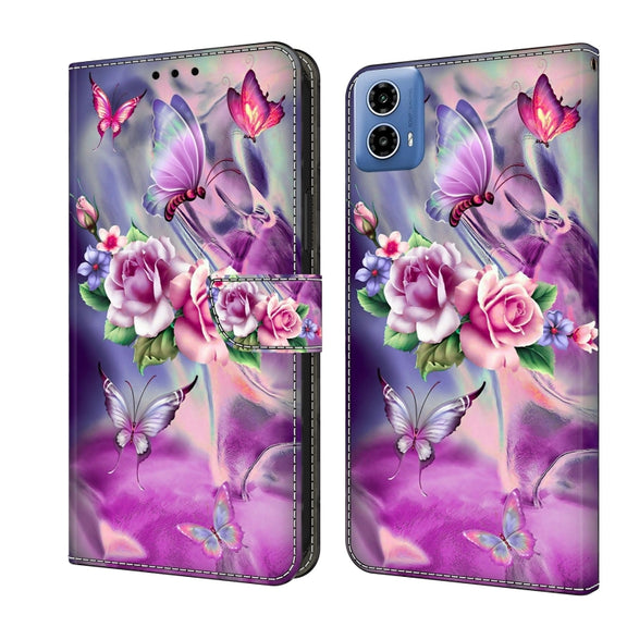 For Motorola Moto G24 Crystal 3D Shockproof Protective Leather Phone Case(Butterfly)
