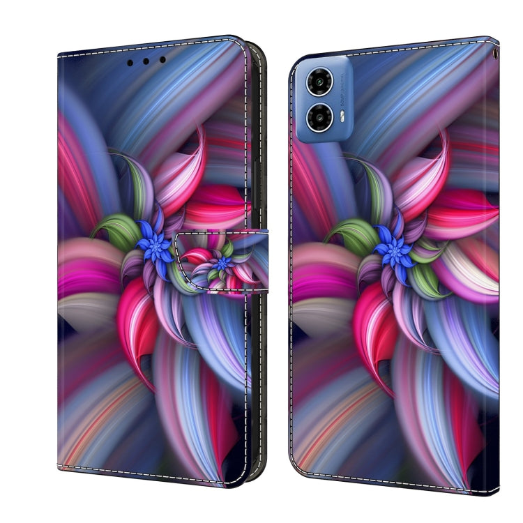 For Motorola Moto G24 Crystal 3D Shockproof Protective Leather Phone Case(Colorful Flower)