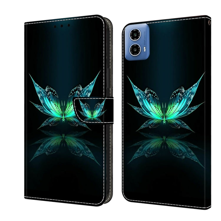 For Motorola Moto G24 Power Crystal 3D Shockproof Protective Leather Phone Case(Reflection Dutterfly)