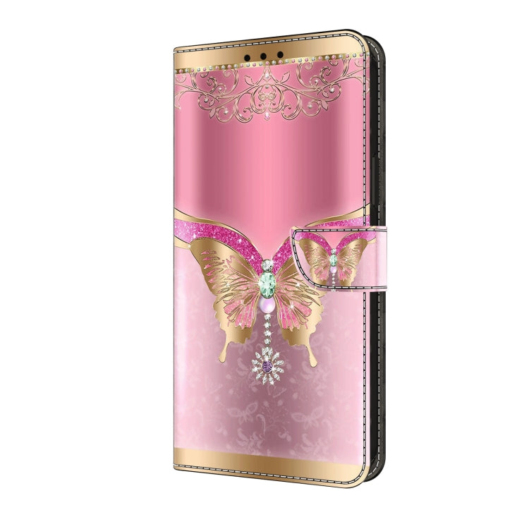 For Motorola Moto G24 Power Crystal 3D Shockproof Protective Leather Phone Case(Pink Bottom Butterfly)