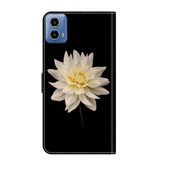 For Motorola Moto G24 Power Crystal 3D Shockproof Protective Leather Phone Case(White Flower)