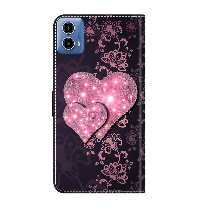For Motorola Moto G24 Power Crystal 3D Shockproof Protective Leather Phone Case(Lace Love)