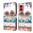 For Motorola Moto G04 Crystal 3D Shockproof Protective Leather Phone Case(Pink Diamond Heart) - Motorola Cases by PMC TechLife | Online Shopping South Africa | PMC TechLife | Buy Now Pay Later Mobicred