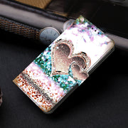 For Motorola Moto G04 Crystal 3D Shockproof Protective Leather Phone Case(Pink Diamond Heart)
