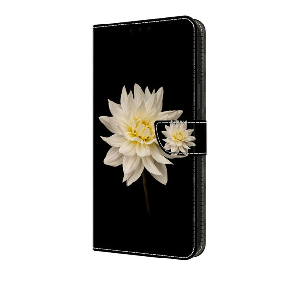 For Motorola Moto G04 Crystal 3D Shockproof Protective Leather Phone Case(White Flower)