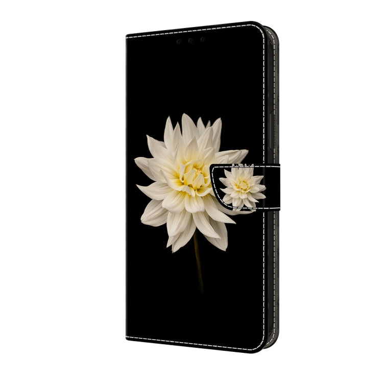 For Motorola Moto G04 Crystal 3D Shockproof Protective Leather Phone Case(White Flower)