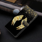 For Motorola Moto G04 Crystal 3D Shockproof Protective Leather Phone Case(Golden Wings)