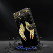 For Motorola Moto G04 Crystal 3D Shockproof Protective Leather Phone Case(Golden Wings)