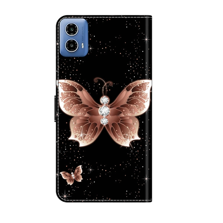 For Motorola Moto G34 Crystal 3D Shockproof Protective Leather Phone Case(Pink Diamond Butterfly)