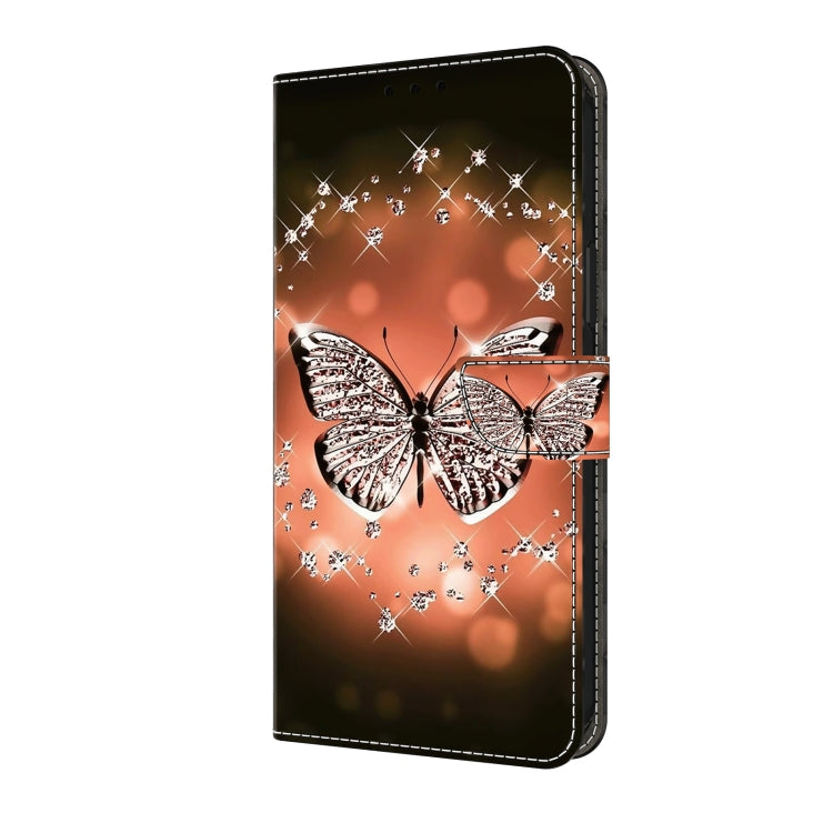 For Motorola Moto G34 Crystal 3D Shockproof Protective Leather Phone Case(Crystal Butterfly)