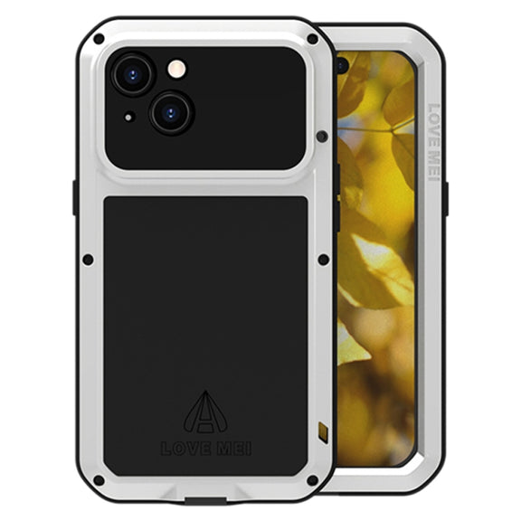 For iPhone 15 LOVE MEI Metal Shockproof Life Water-resistant Dustproof Phone Case(Silver)
