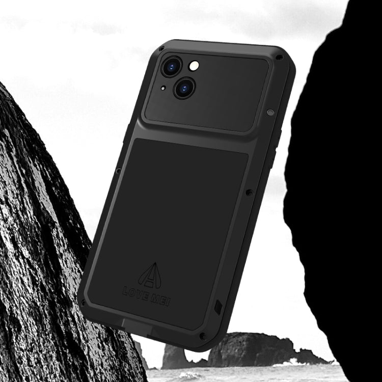 For iPhone 15 Plus LOVE MEI Metal Shockproof Life Water-resistant Dustproof Phone Case(White)