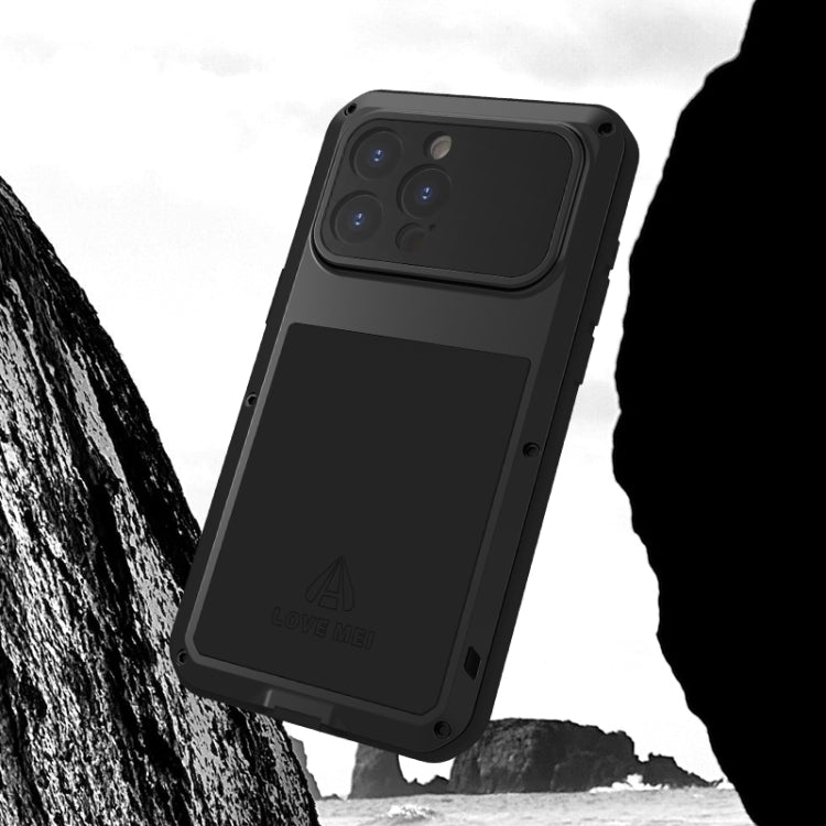 For iPhone 15 Pro Max LOVE MEI Metal Shockproof Life Water-resistant Dustproof Phone Case(White)