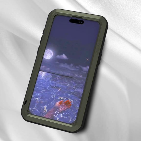 For iPhone 15 Pro Max LOVE MEI Metal Shockproof Life Water-resistant Dustproof Phone Case(White)