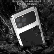 For iPhone 15 Pro Max LOVE MEI Metal Shockproof Life Water-resistant Dustproof Phone Case(White)