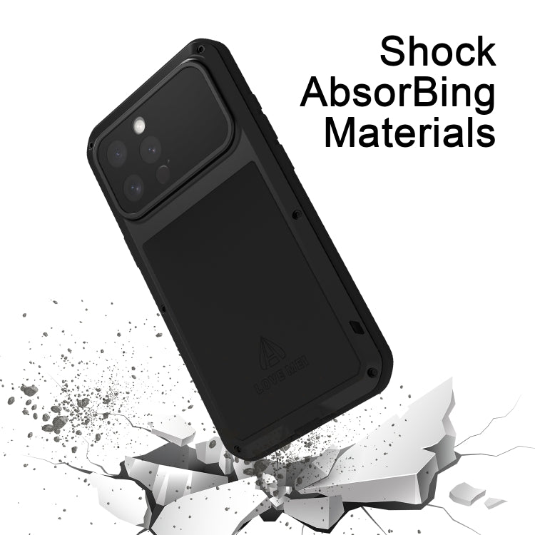 For iPhone 16 Pro LOVE MEI Metal Shockproof Life Water-resistant Dustproof Phone Case(White)