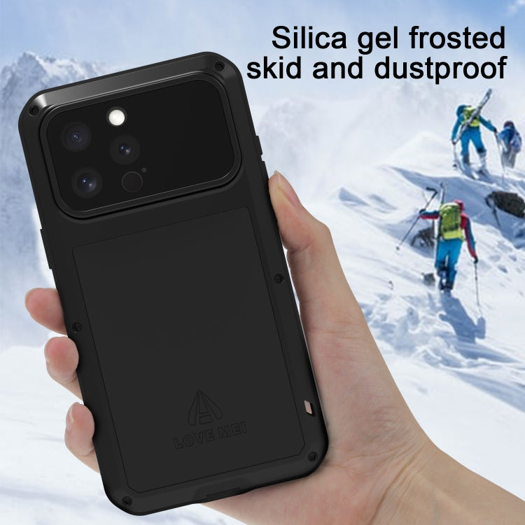 For iPhone 16 Pro LOVE MEI Metal Shockproof Life Water-resistant Dustproof Phone Case(White)