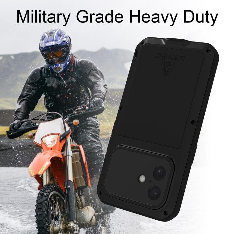 For iPhone 16 LOVE MEI Metal Shockproof Life Water-resistant Dustproof Phone Case(Black)
