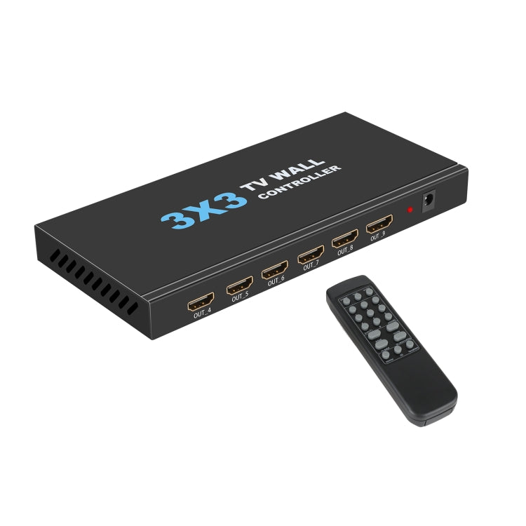 NK-330 3x3 4K 9 Screen HDMI DVI TV Video Wall Controller Splitter Multi Video Screen Processor Splicer, Plug Type:US Plug(Black)