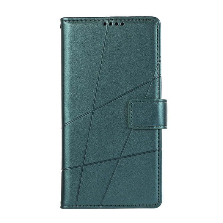 For iPhone 16e PU Genuine Leather Texture Embossed Line Phone Case(Green)