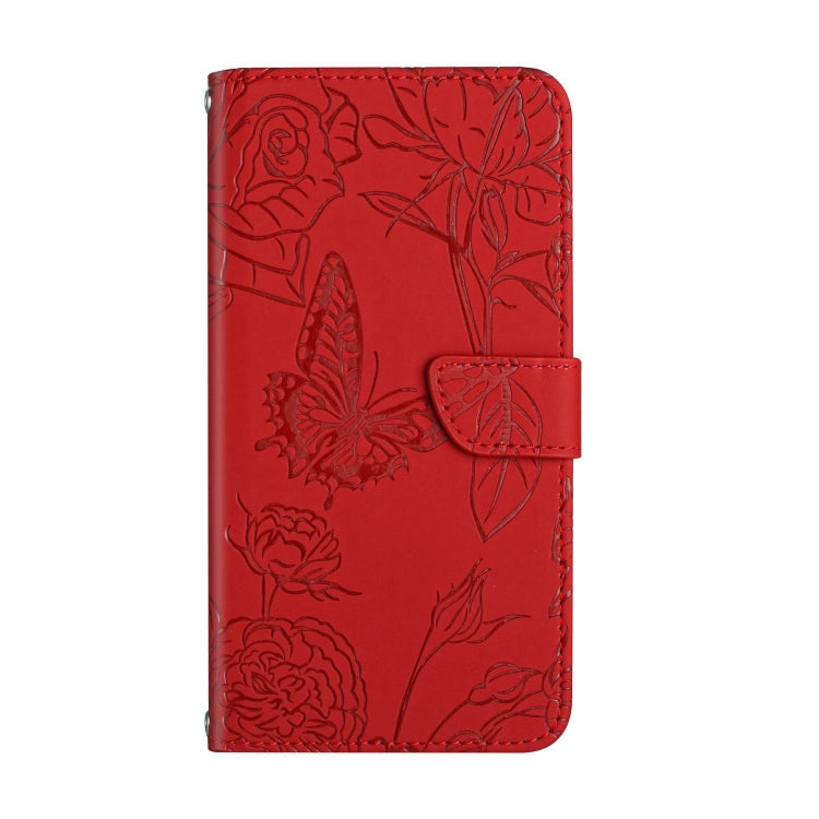 For Google Pixel 9 Skin Feel Butterfly Embossed Flip Leather Phone Case(Red)