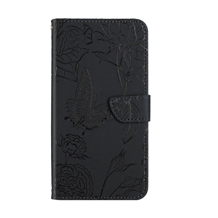 For Google Pixel 9 Pro Skin Feel Butterfly Embossed Flip Leather Phone Case(Black)