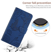 For Google Pixel 9 Pro Skin Feel Butterfly Embossed Flip Leather Phone Case(Blue)