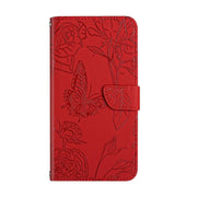 For Google Pixel 9 Pro Skin Feel Butterfly Embossed Flip Leather Phone Case(Red)