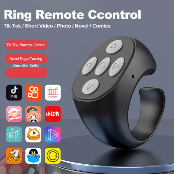 JX-05 5-button Bluetooth Remote Control Cellphone Smart Ring Remote Control(Black)