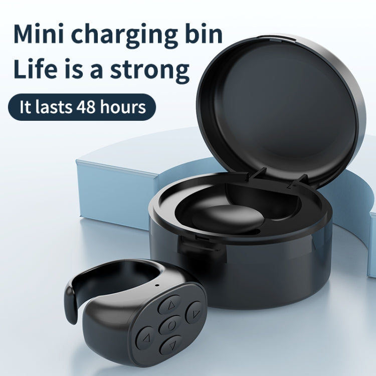 JX-05S 5-button Bluetooth Remote Control Cellphone Smart Ring Remote Control with Charging Case(Black)