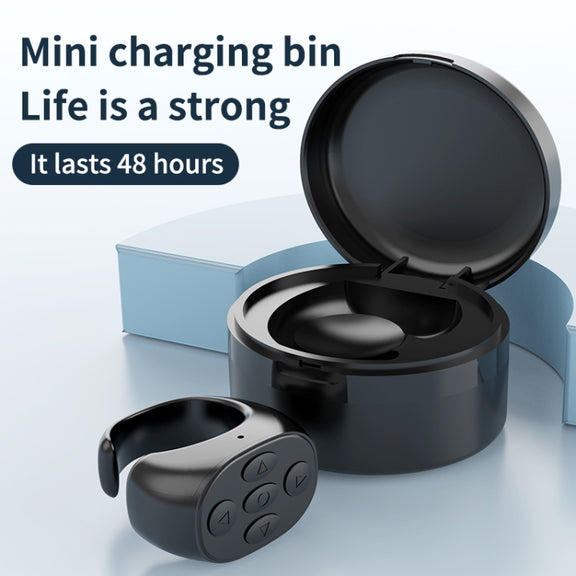 JX-05S 5-button Bluetooth Remote Control Cellphone Smart Ring Remote Control with Charging Case(Black)