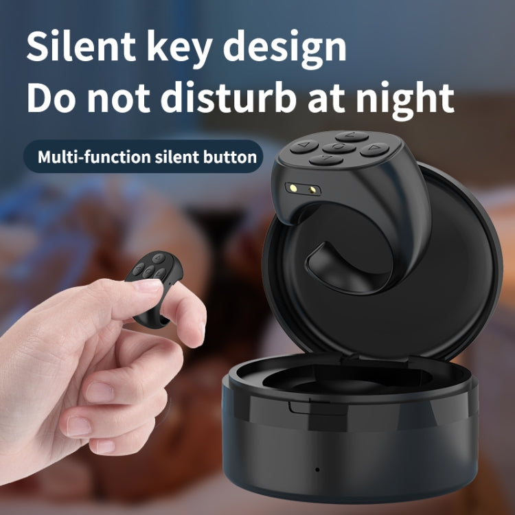 JX-05S 5-button Bluetooth Remote Control Cellphone Smart Ring Remote Control with Charging Case(Black)