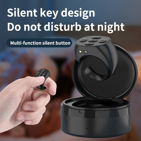 JX-05S 5-button Bluetooth Remote Control Cellphone Smart Ring Remote Control with Charging Case(Black)