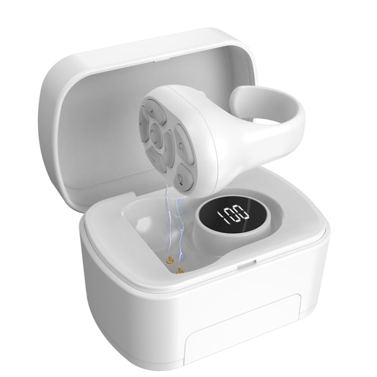 S20 Portable Smart Wireless Bluetooth Ring Remote Control with Charging Case(White)