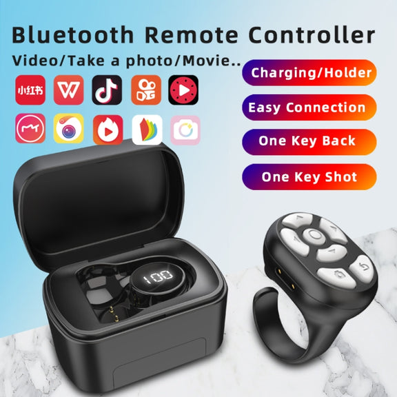 S20 Portable Smart Wireless Bluetooth Ring Remote Control with Charging Case(Pink)