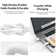 USAMS USB To Type-C 6A Aluminum Alloy Clear LED Fast Charge Data Cable, Length: 1.2m(Black)