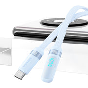 USAMS US-SJ653 PD 100W USB-C/Type-C to USB-C/Type-C Aluminum Alloy Digital Display Fast Charging Elbow Data Cable, Length: 1.2m(Blue)